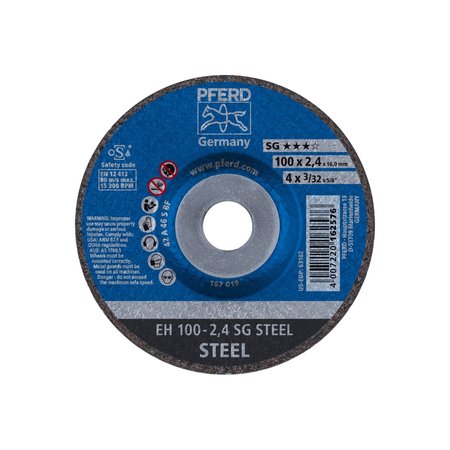 PFERD 4" x 3/32" Cut-Off Wheel, 5/8" A.H. - SG STEEL - Type 27 63102